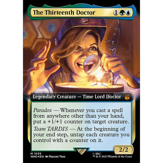 WHO_1039 The Thirteenth Doctor EA BL Borderless SURGE FOIL MTG Magic: The Gathering: Doctor Who Mythical
