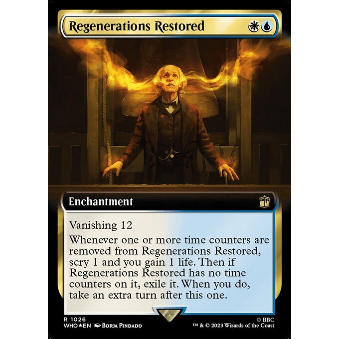 WHO_1026 Regenerations Restored EA BL Borderless SURGE FOIL MTG Magic: The Gathering: Doctor Who Rare