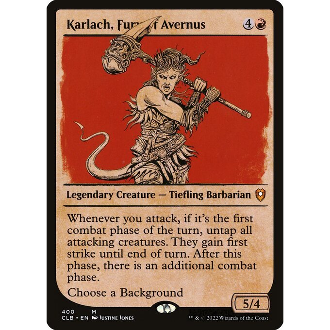 CLB_400 Karlach, Fury of Avernus SC MTG Magic: The Gathering: Commander Legends: Baldur's Gate_Mythic Showcase