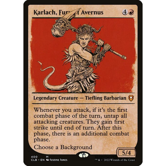 CLB_400 Karlach, Fury of Avernus SC MTG Magic: The Gathering: Commander Legends: Baldur's Gate_Mythic Showcase