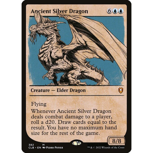 CLB_366 Ancient Silver Dragon *Borderless BL* MTG Magic: The Gathering: Commander Legends: Baldur's Gate_Mythic