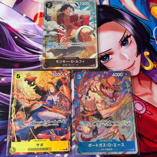 P-073, P-074, P-075_006 LUFFY, ACE, SABO (THREE  3 BROTHERS) Premium Card Collection Vol.3 One Piece TCG Set of 3