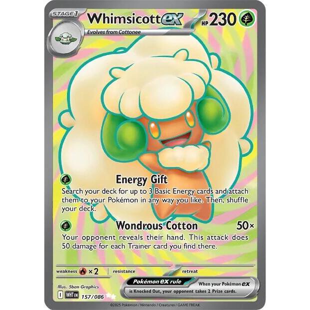 WHT_157 WHIMSICOTT EX *Scarlet & Violet White Flare* ENGLISH Pokemon TCG Full Art Illustration Rare
