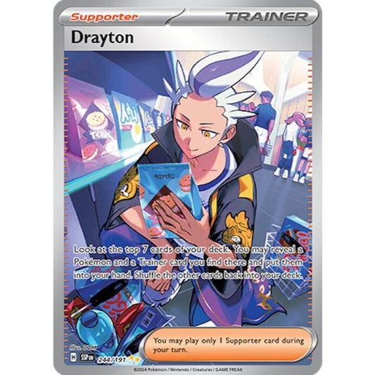SSP_244 DRAYTON Trainer Holo *Surging Sparks* ENGLISH Pokemon TCG Full Art