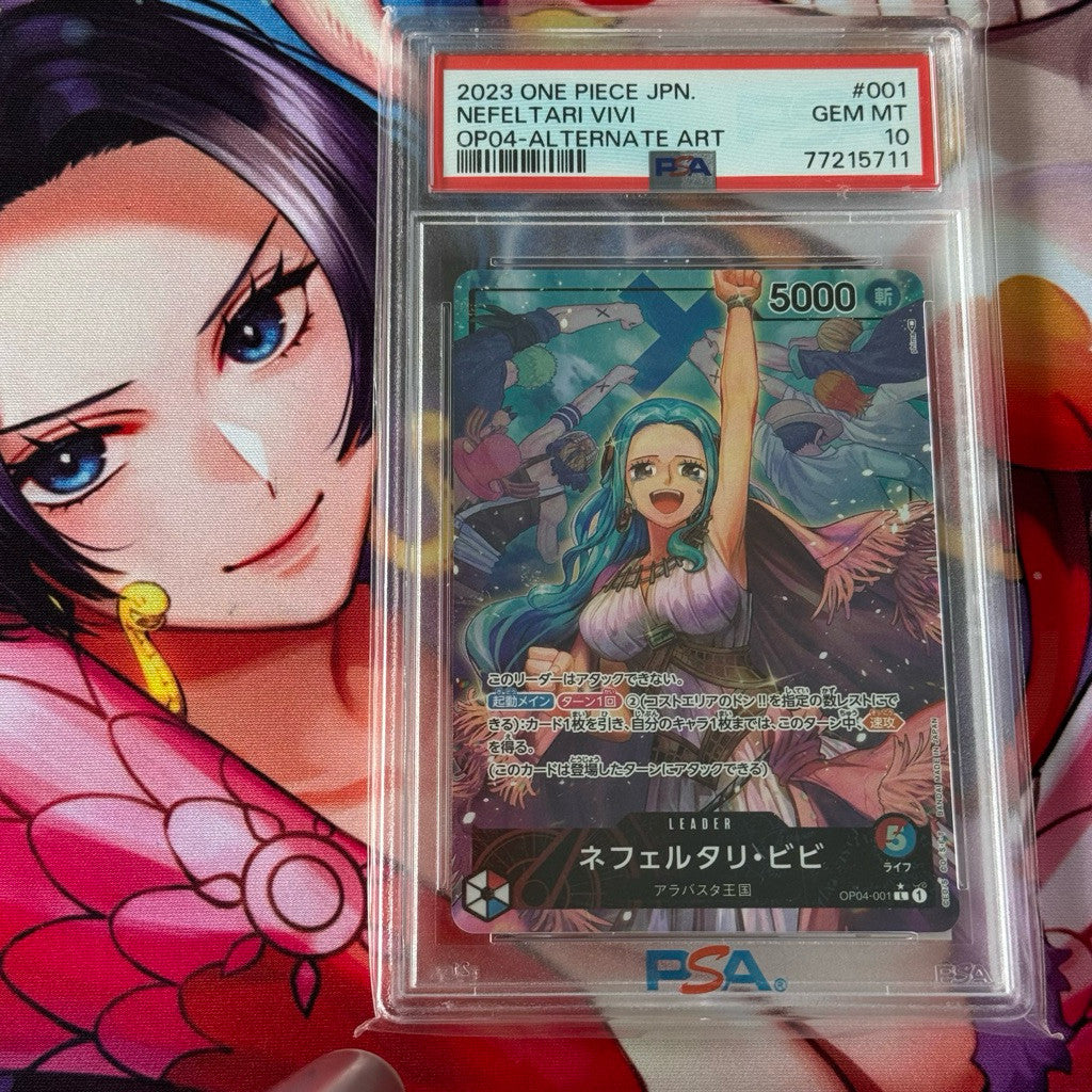 OP04_001* NEFELTARI VIVI LDR *Kingdoms of Intrigue* One Piece TCG P-SEC Parallel Secret Rare AA PSA 10 Gem Mint PSA10