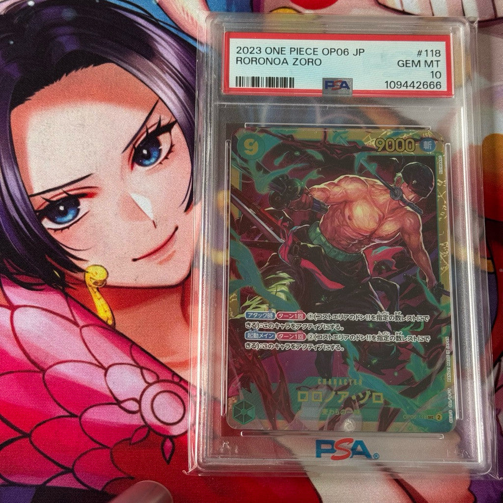 OP06_118 , OP05_067 *RORONOA ZORO PSA10 SEQUENTIAL SET OF 3 GRADED SLAB* GEM MINT One Piece TCG_ PSec AA PSA 10