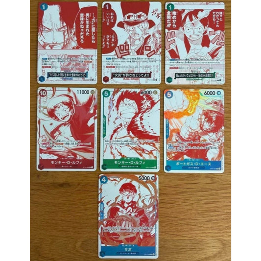 OP13 Set of 7 'Red Treasure' Box Topper Promo Cards Complete Set of 7 Cards: One Piece TCG Luffy Ace Sabo Three Brothers