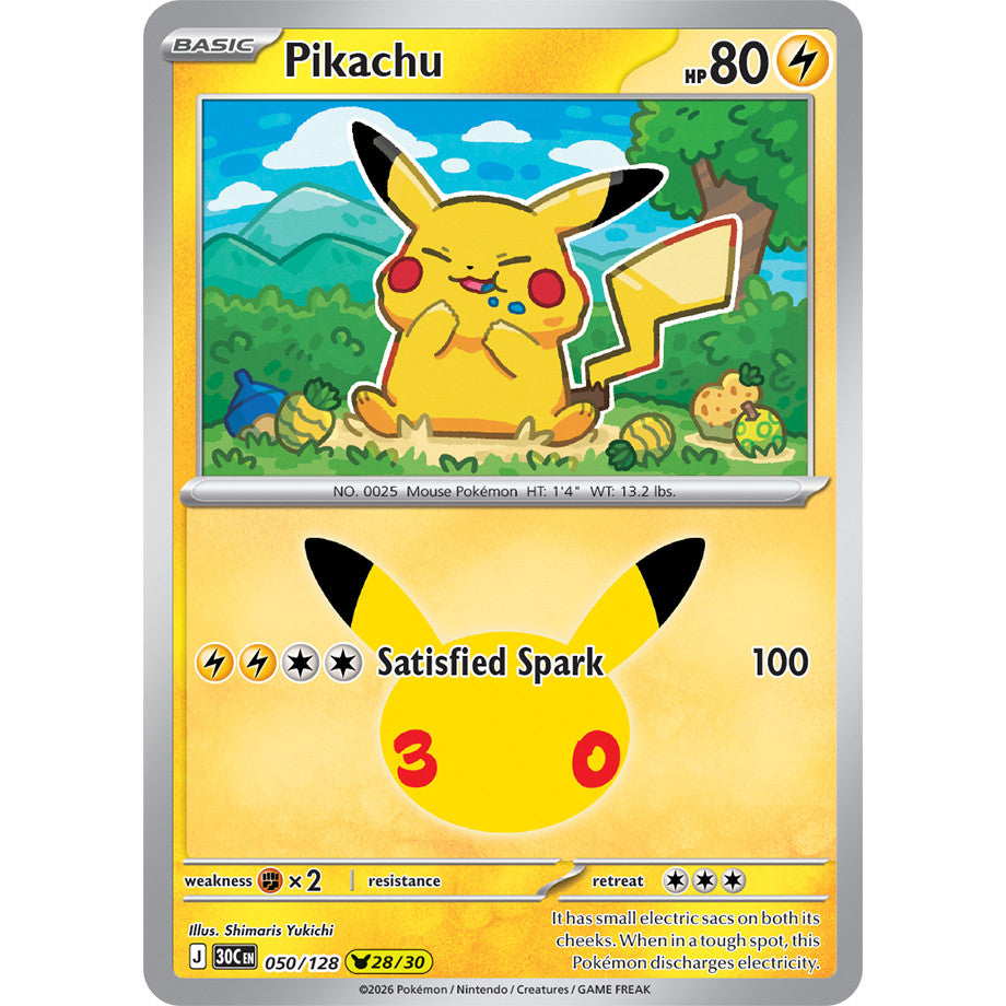 30th ANNIVERSARY CELEBRATION | PIKACHU ENGLISH HOLO CARDS Collection SINGLES | Pokemon TCG ENG 30C | Choose Your Card
