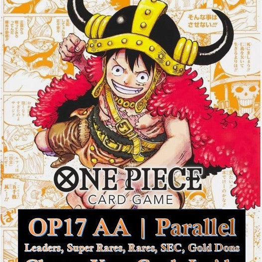 OP17 AA Parallel SR, R, Leader, Sec, GDon AA Singles | One Piece TCG | The Worlds Strongest Warriors | Choose Your Cards