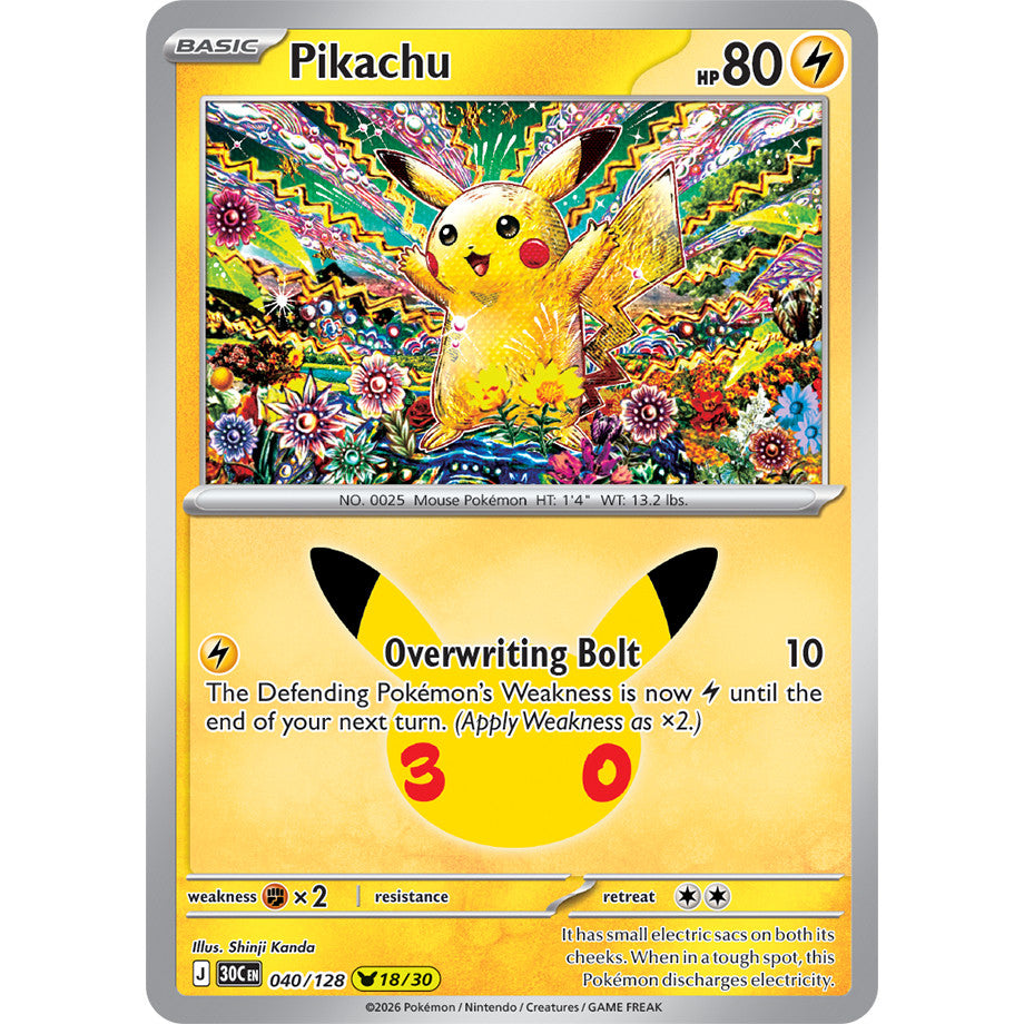 30th ANNIVERSARY CELEBRATION | PIKACHU ENGLISH HOLO CARDS Collection SINGLES | Pokemon TCG ENG 30C | Choose Your Card
