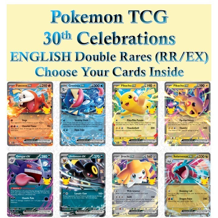 Pokemon TCG 30th Anniv CELEBRATIONS English | 30C RR EX Singles | Choose Your Cards Inside | Pikachu Sylveon Mew Umbreon