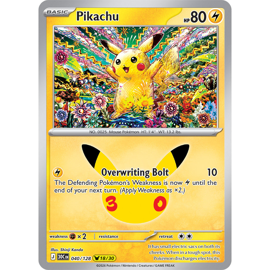 30th ANNIVERSARY CELEBRATION | PIKACHU ENGLISH HOLO CARDS Collection SINGLES | Pokemon TCG ENG 30C | Choose Your Card