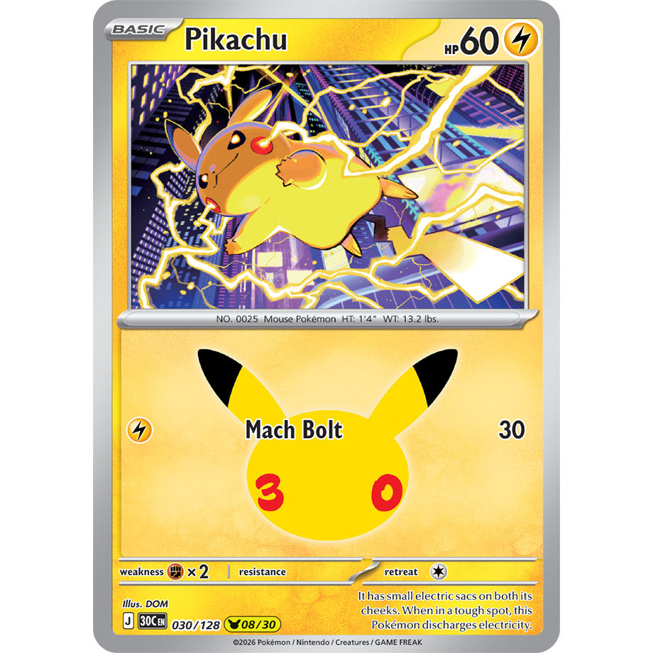 30th ANNIVERSARY CELEBRATION | PIKACHU ENGLISH HOLO CARDS Collection SINGLES | Pokemon TCG ENG 30C | Choose Your Card