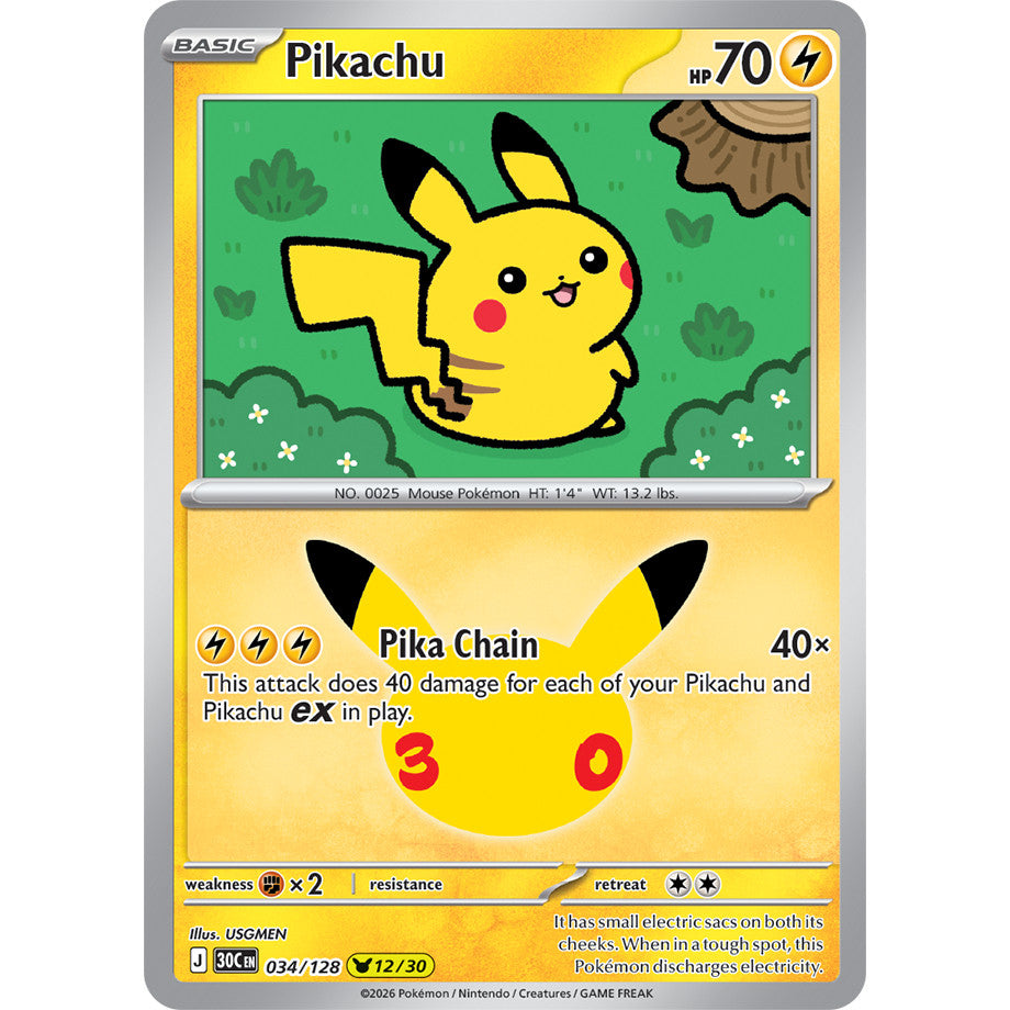 30th ANNIVERSARY CELEBRATION | PIKACHU ENGLISH HOLO CARDS Collection SINGLES | Pokemon TCG ENG 30C | Choose Your Card