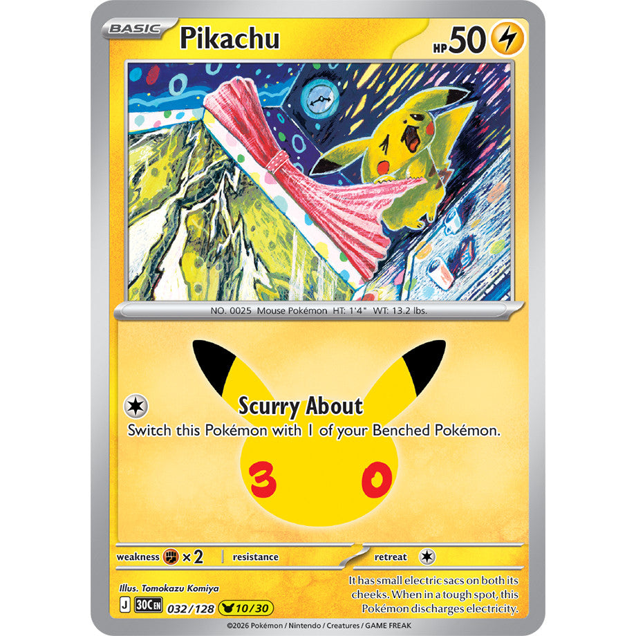 30th ANNIVERSARY CELEBRATION | PIKACHU ENGLISH HOLO CARDS Collection SINGLES | Pokemon TCG ENG 30C | Choose Your Card