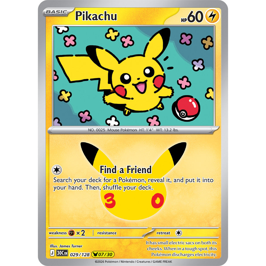 30th ANNIVERSARY CELEBRATION | PIKACHU ENGLISH HOLO CARDS Collection SINGLES | Pokemon TCG ENG 30C | Choose Your Card