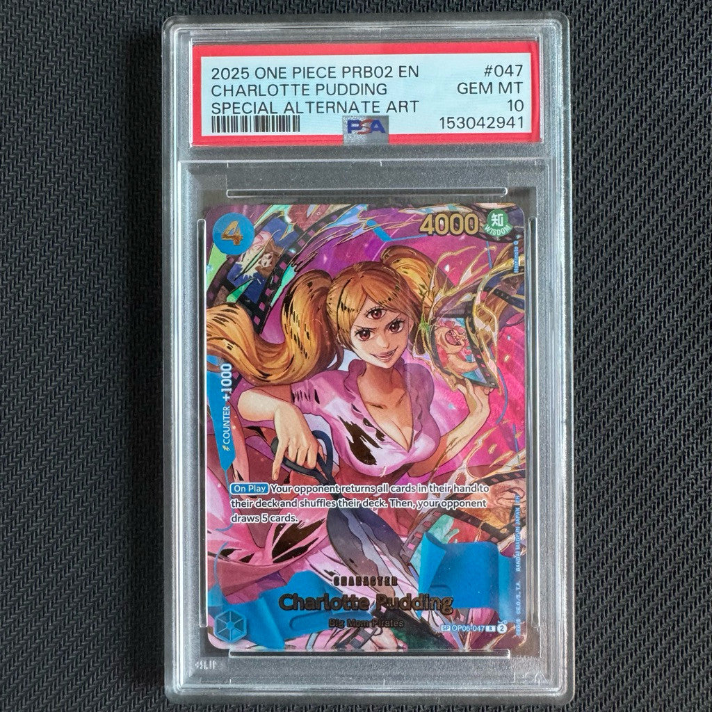 OP06_047* CHARLOTTE PUDDING English SP PSA10 *PRB 02* One Piece TCG Special Rare Parallel PSA 10 Gem Mint PRB02