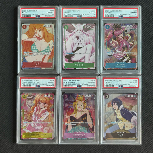 One Piece GIRLS EDITION PSA10 Set of 6 Slabs - Nami Tashigi Carrot Perona Maria Pudding *One Piece TCG* PSA 10 Gem Mint
