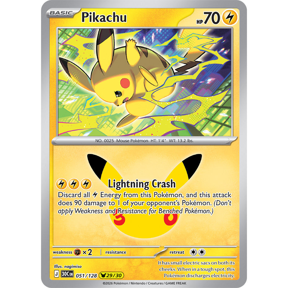 30th ANNIVERSARY CELEBRATION | PIKACHU ENGLISH HOLO CARDS Collection SINGLES | Pokemon TCG ENG 30C | Choose Your Card
