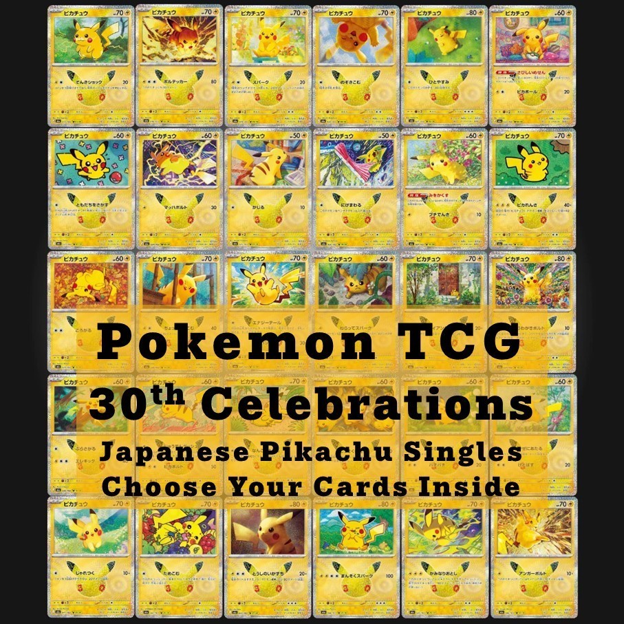 30th ANNIVERSARY CELEBRATION | PIKACHU HOLO CARDS Collection SINGLES | Pokemon TCG Japanese M6a | Choose Your Card