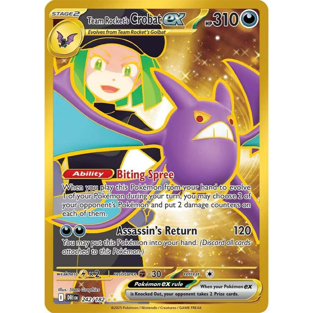 DRI_242/182 Team Rocket's CROBAT EX Gold *Destined Rivals*  English Pokemon TCG_Hyper Rare