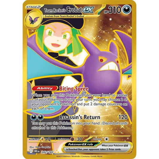 DRI_242/182 Team Rocket's CROBAT EX Gold *Destined Rivals*  English Pokemon TCG_Hyper Rare