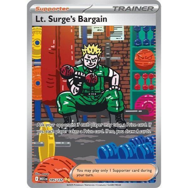 MEG_185/132 LT. SURGE'S BARGAIN Trainer Item AR *Mega Evolutions*  English Pokemon TCG_Double Rare