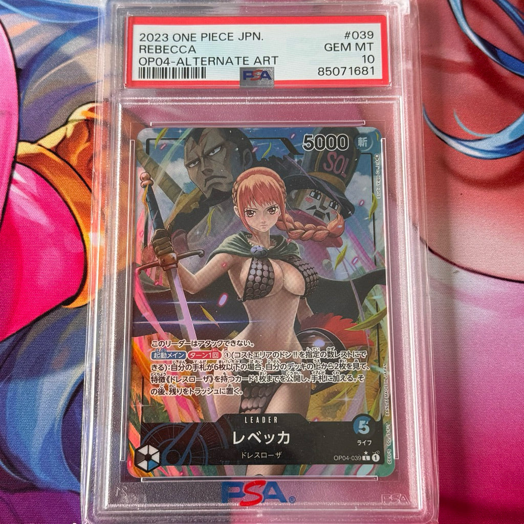 OP04_039 * REBECCA Leader PSA 10 GRADED SLAB GEM MINT One Piece TCG_Rare P-L LDR AA Parallel PSA10