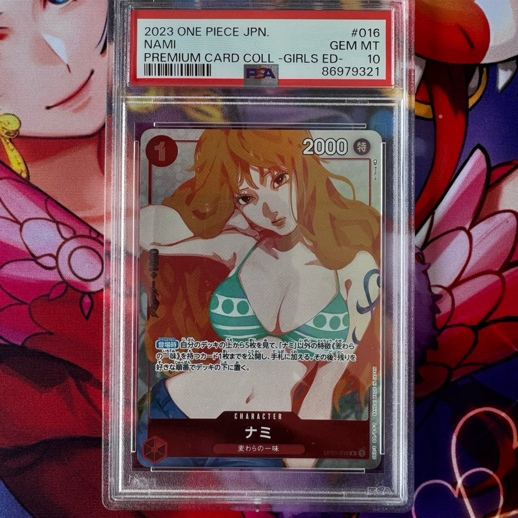 OP01_016* NAMI *Girls Edition (Japan Ver.- No Stamp)* PSA10 GRADED SLAB GEM MINT One Piece TCG_ P-R AA Parallel PSA 10