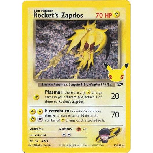 CEL_015 Rocket's ZAPDOS *Celebrations*  English Pokemon TCG_Art Rare