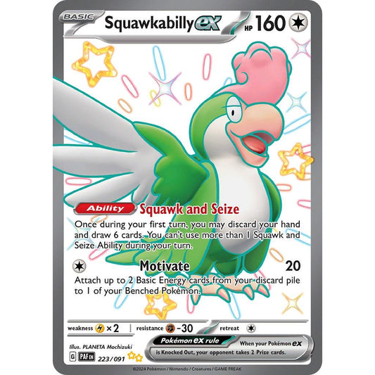 PAF_223/091 SQUAWKABILLY EX *Paldean Fates*  English Pokemon TCG_Double Rare