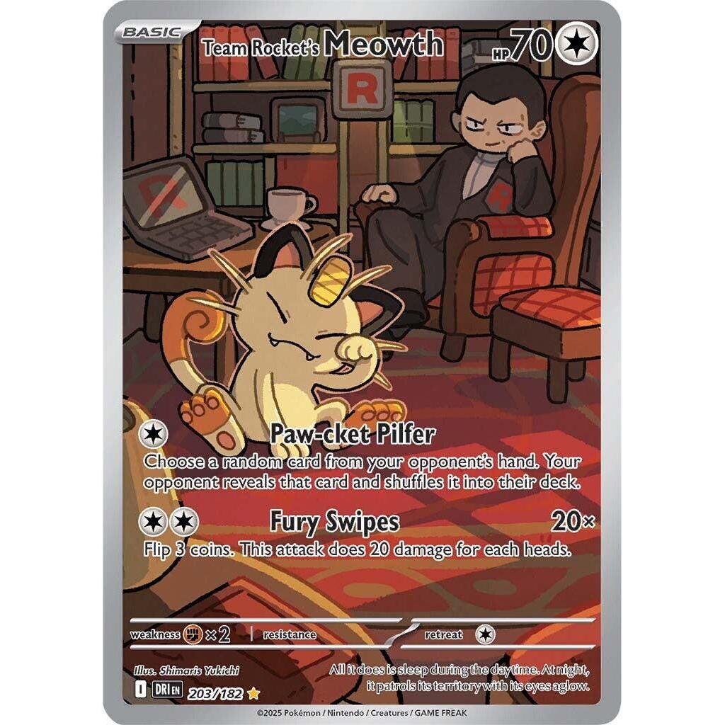 DRI_203/182 Team Rocket's MEOWTH AR *Destined Rivals*  English Pokemon TCG_Art Rare