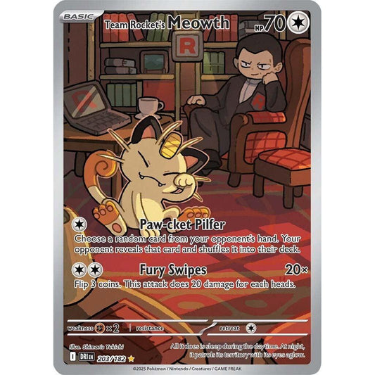 DRI_203/182 Team Rocket's MEOWTH AR *Destined Rivals*  English Pokemon TCG_Art Rare
