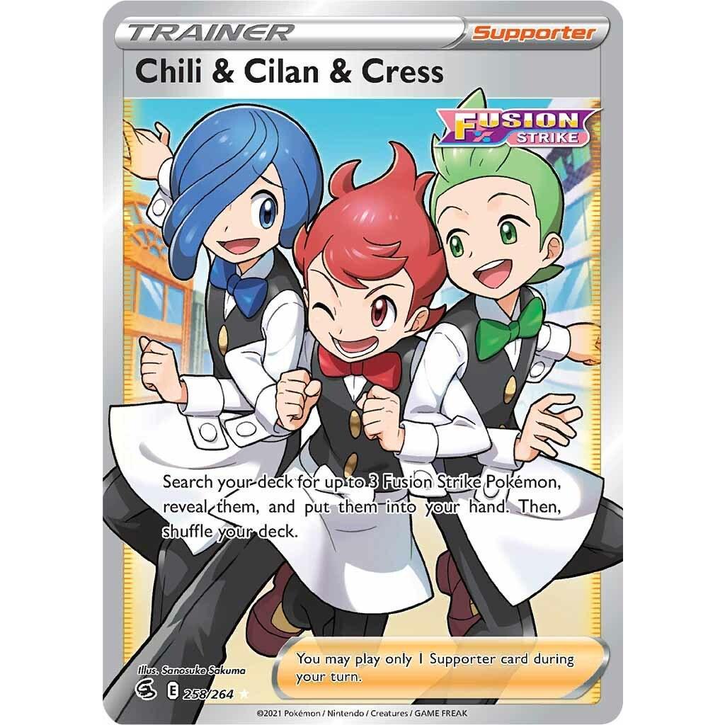 SWSH08_258/265 CHILI & CILIAN & CRESS *Paldean Fates*  English Pokemon TCG_Double Rare