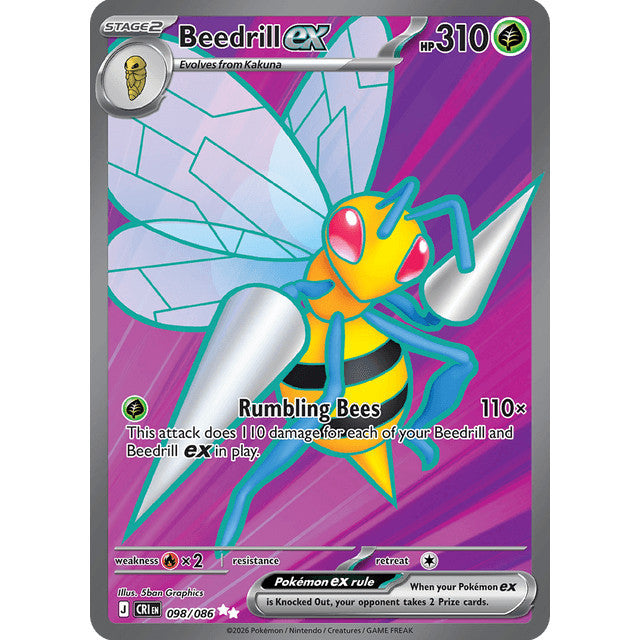 CRI_098/086 BEEDRILL Ex *Chaos Rising* IR Pokemon TCG Illustration Rare