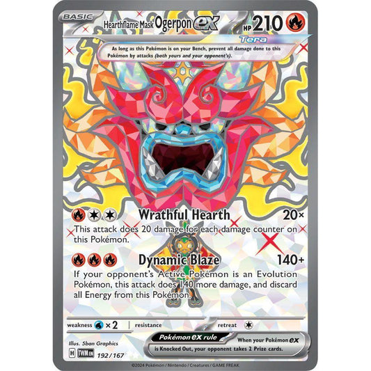 TWM_192/167 Hearthflame Mask OGERPON EX *Twilight Masquerade* English Foil Pokemon TCG