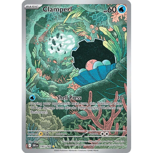 DRI_195/192 CLAMPERL *Destined Rivals* English Foil Pokemon TCG Art Rare