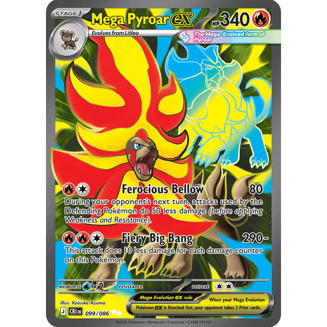 CRI_099/086 Mega PYROAR Ex *Chaos Rising* IR Pokemon TCG Illustration Rare