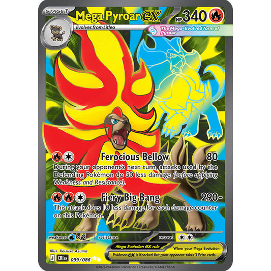 CRI_099/086 Mega PYROAR Ex *Chaos Rising* IR Pokemon TCG Illustration Rare