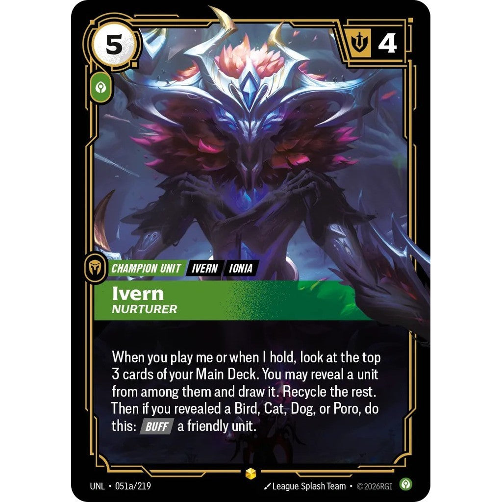UNL_051a IVERN, NURTURER Calm * Riftbound TCG - Unleashed * Champion unit Rare Showcase AA