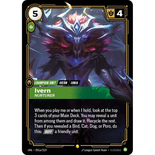 UNL_051a IVERN, NURTURER Calm * Riftbound TCG - Unleashed * Champion unit Rare Showcase AA