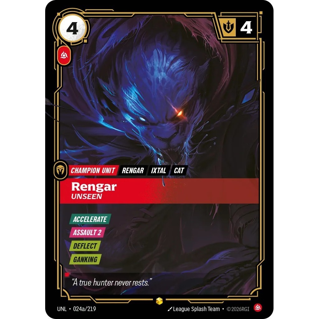 UNL_024a RENGAR, UNSEEN Fury * Riftbound TCG - Unleashed * Champion unit Rare Showcase AA
