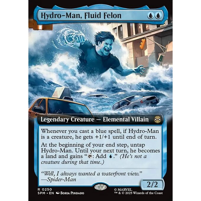 SPM_250 Hydro-Man, Fluid Felon *Marvel's Spider-Man: Extended Art EA* MTG Magic: The Gathering_Rare