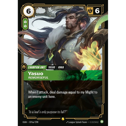 OGN_076a YASUO, REMORSEFUL * Riftbound TCG - Unleashed * Calm Unit AA-Rare