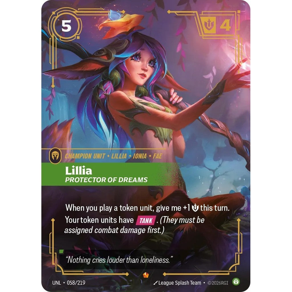 UNL_058 LILLIA, PROTECTOR OF DREAMS * Riftbound TCG - Unleashed * Calm Champion unit Epic