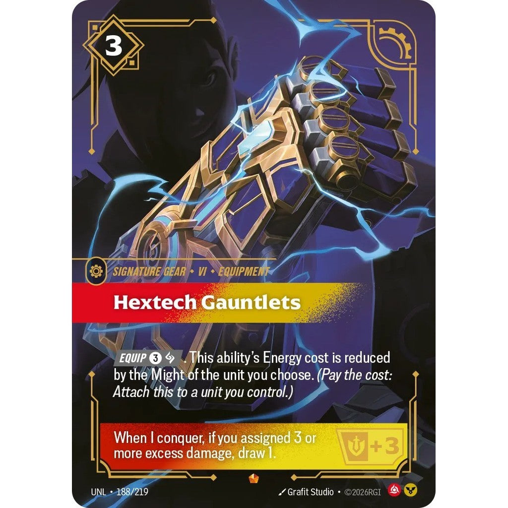 UNL_188 HEXTECH GAUNTLETS * Riftbound TCG - Unleashed * Fury / Order Gear Epic