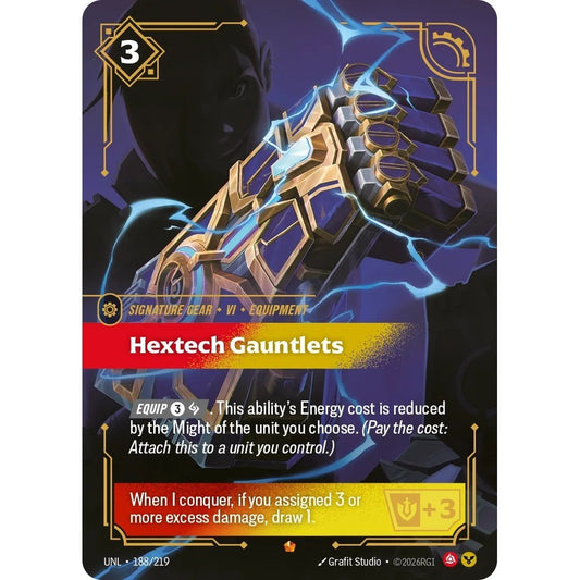 UNL_188 HEXTECH GAUNTLETS * Riftbound TCG - Unleashed * Fury / Order Gear Epic