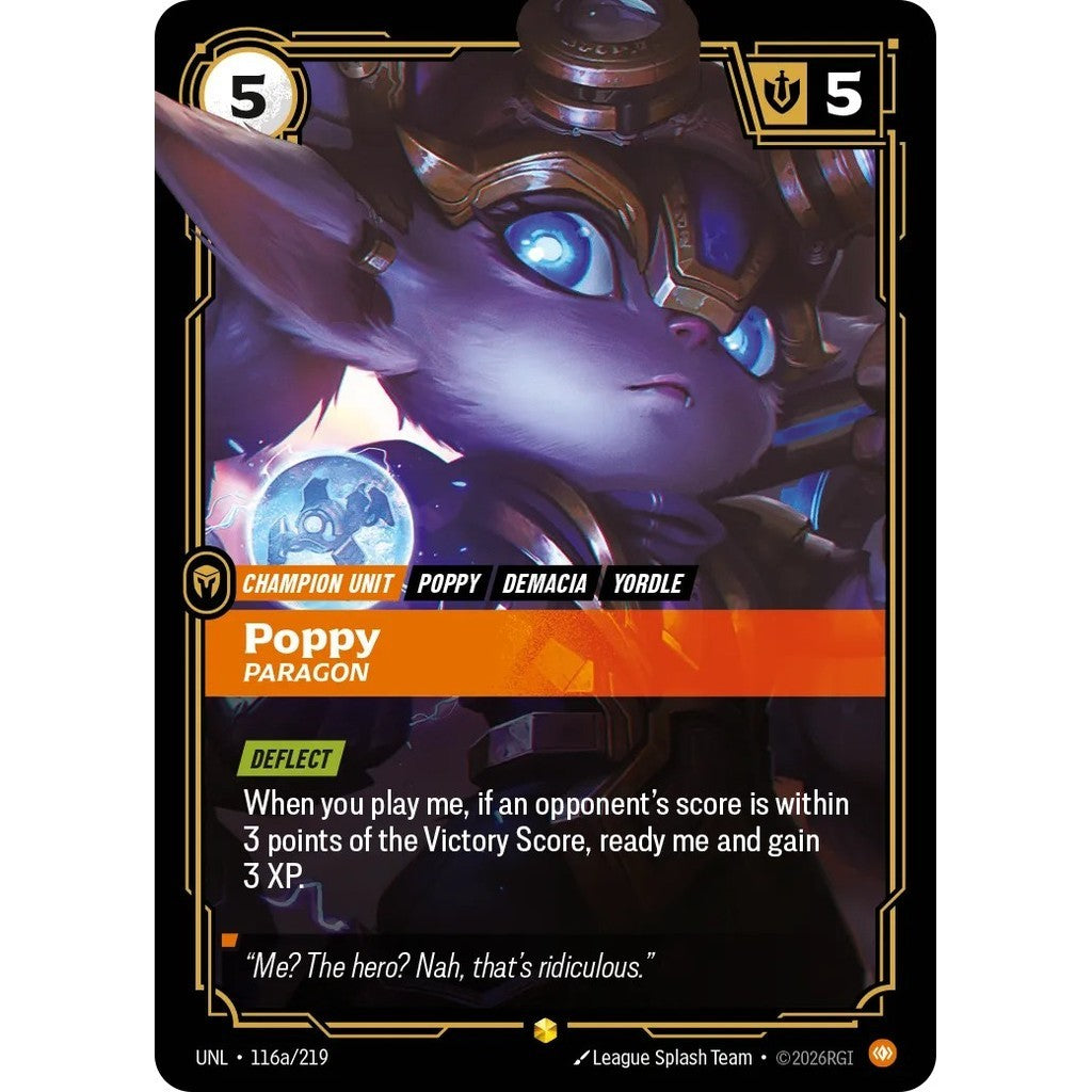 UNL_116a POPPY, PARAGON Body * Riftbound TCG - Unleashed * Champion unit Rare Showcase AA