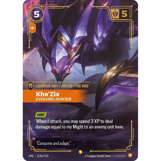 UNL_119a KHA'ZIX, EVOLVING HUNTER Body * Riftbound TCG - Unleashed * Champion unit Epic Showcase AA
