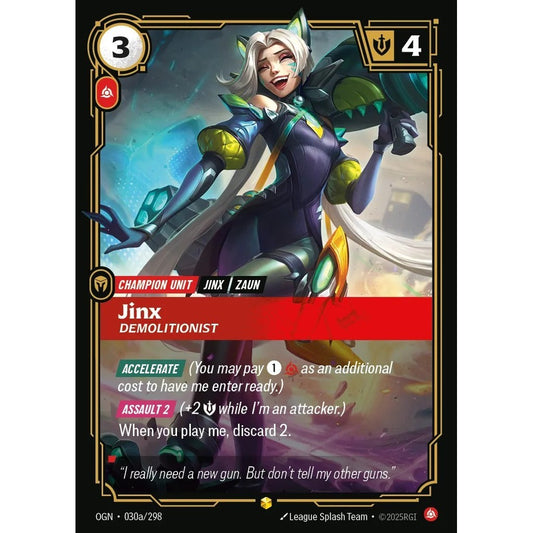 OGN_030a JINX, DEMOLITIONIST * Riftbound TCG - Unleashed * Fury Unit AA-Rare